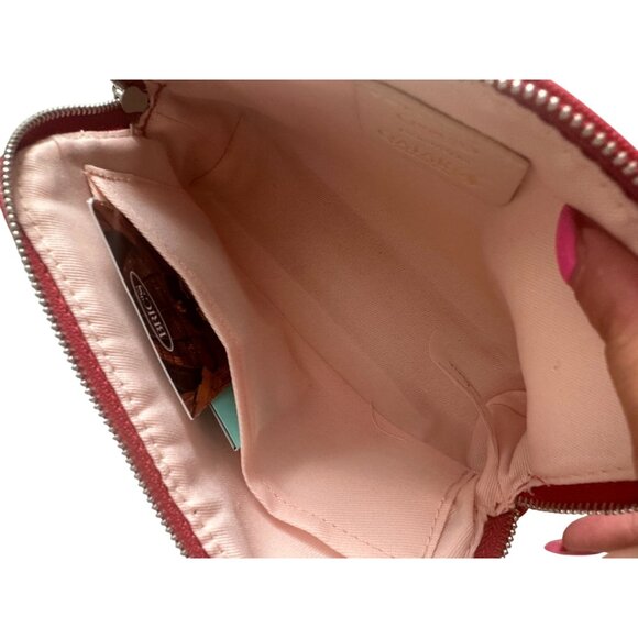 BRICS Red Leather Travel Cosmetic Makeup Toiletry Bag - Picture 7 of 8